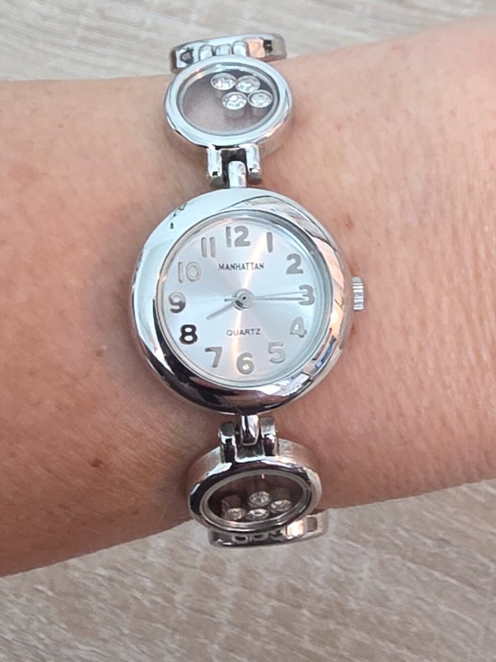 Manhattan Silver Watch with Diamonds in the Band